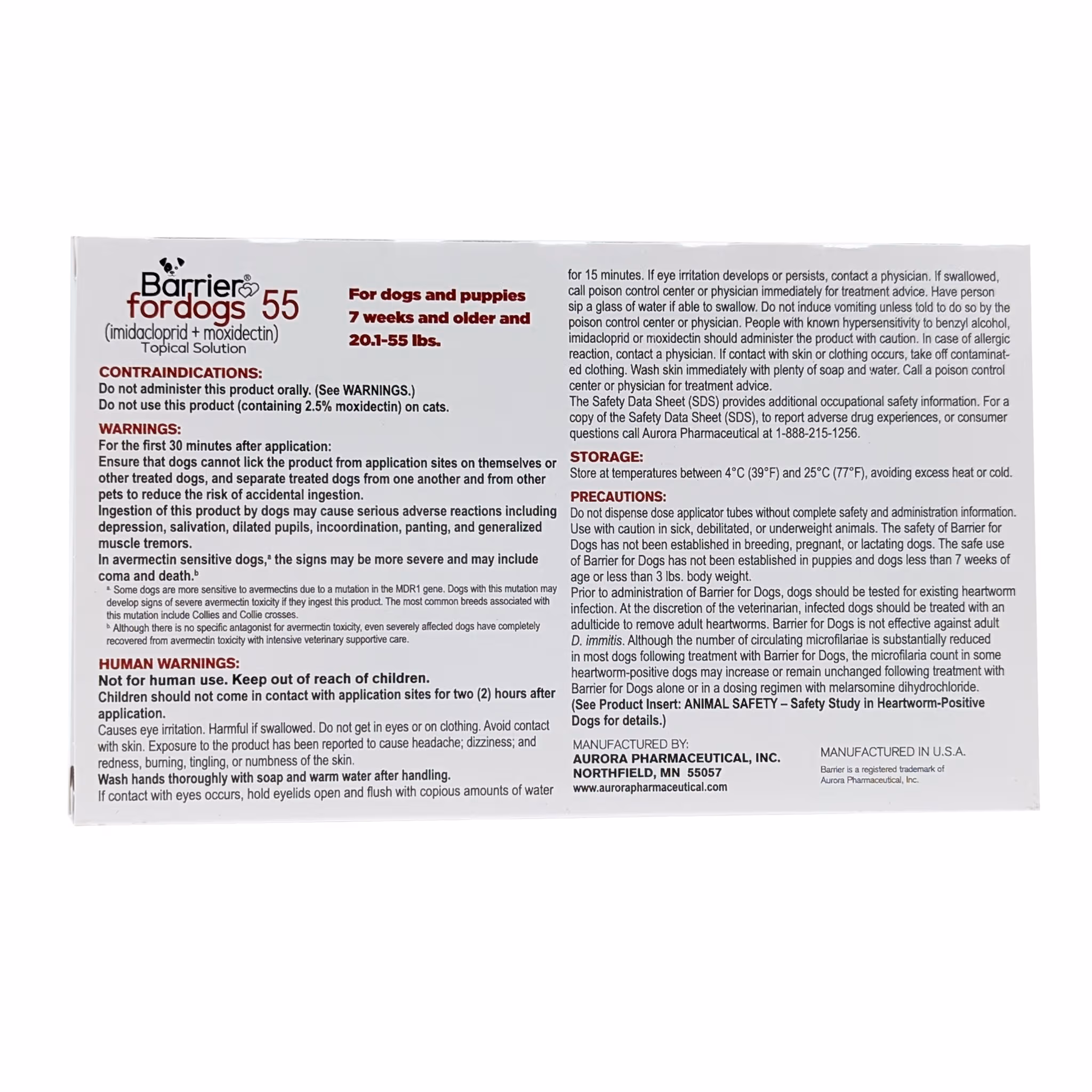 Barrier® for Dogs 20 lbs, back