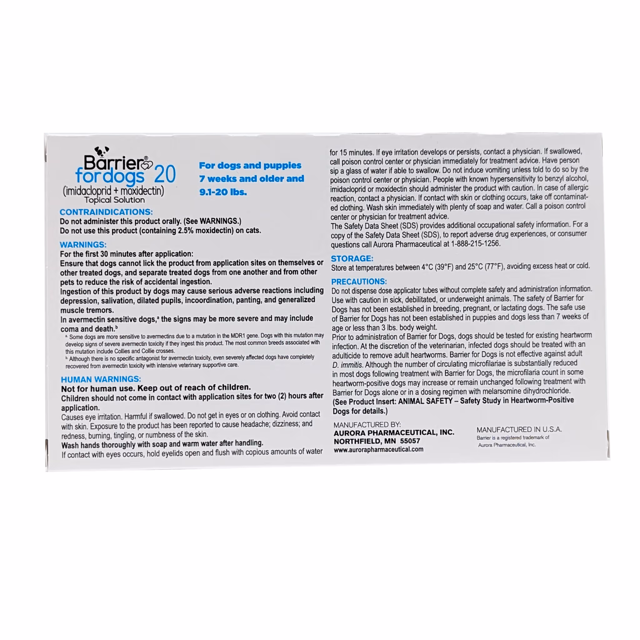 Barrier® for Dogs 9 lbs, back