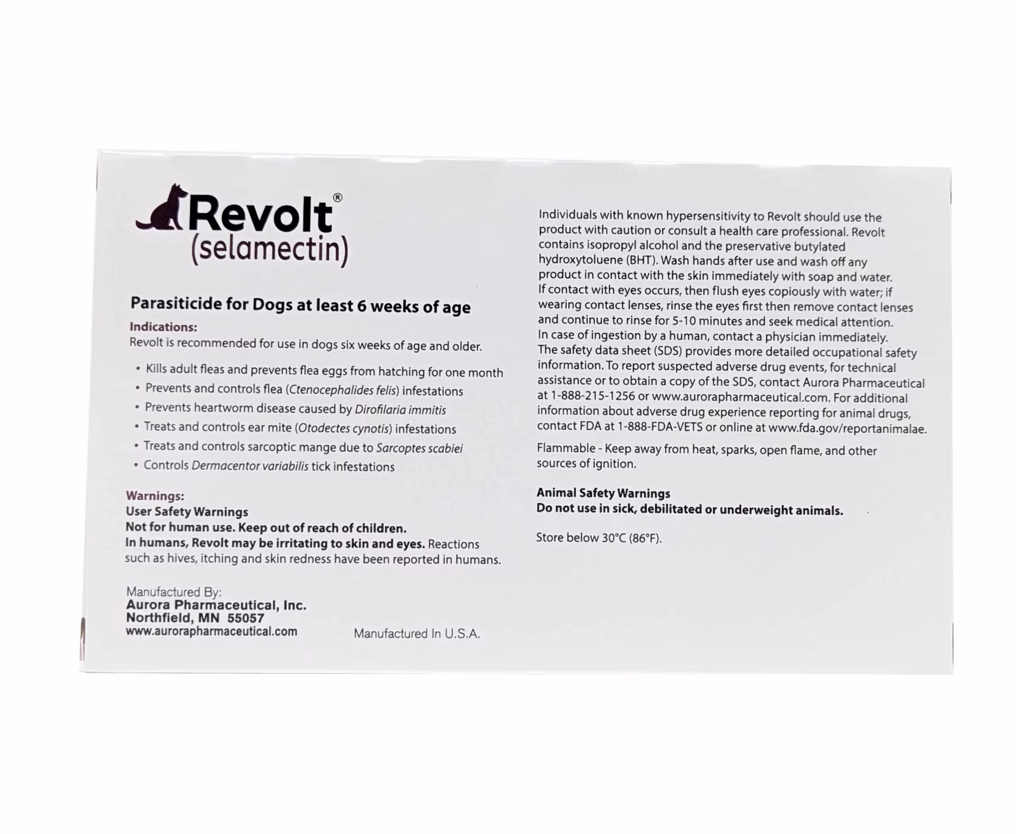 Revolt® for Dogs 85.1–130 lb, back